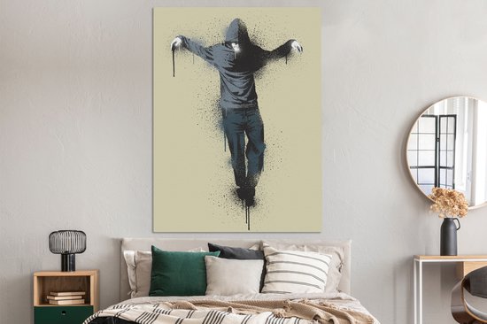 Graffiti urbain messie en toile d'art urbain 2cm 120x160 cm - Tirage photo sur toile (Décoration murale salon / chambre) XXL / Groot format!