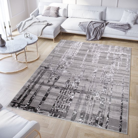 Tapis Tapiso Crystal Tapis Gris Foncé Moderne Effet 3D Taille - 250x350