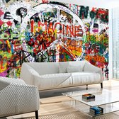 Fotobehangkoning - Behang - Vliesbehang - Fotobehang - Hippie Graffiti - 150 x 105 cm