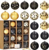 Boules de Boules de Noël Springos | 16 pièces | Or / noir