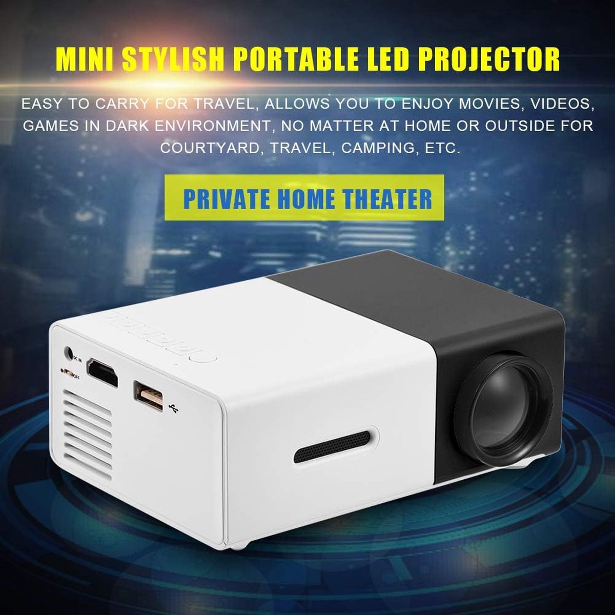 Mini-projector, Draagbare 1080p HD HDMI-videoprojector, Kleine Stereo Thuisbioscopen Film Digitale Beamer Met 20.000 uur Levensduur van de Lamp, Afstandsbediening, Ondersteuning voor 32GB Geheugenk Mini-projector, Draagbare 1080p HD HDMI-videoprojector, Kleine Stereo Thuisbioscopen Film Digitale Beamer Met 20.000 uur Levensduur van de Lamp, Afstandsbediening, Ondersteuning voor 32GB Geheugenk