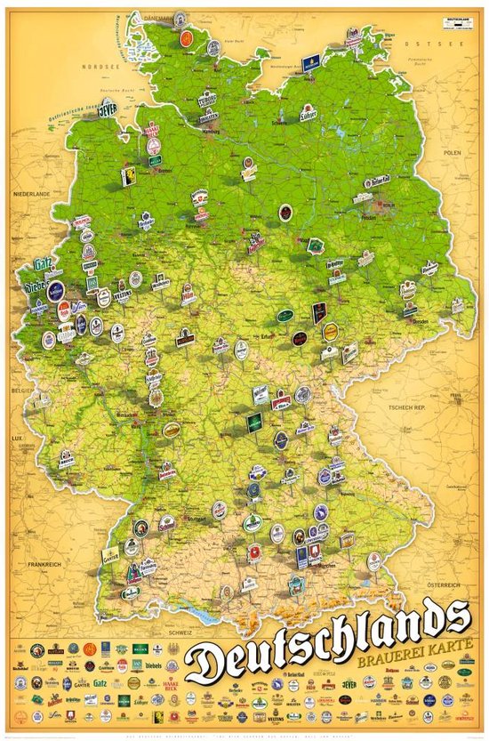 Reinders Poster Brauereikarte Deutschland - Poster - 61 × 91,5 cm - no.  15471 | bol