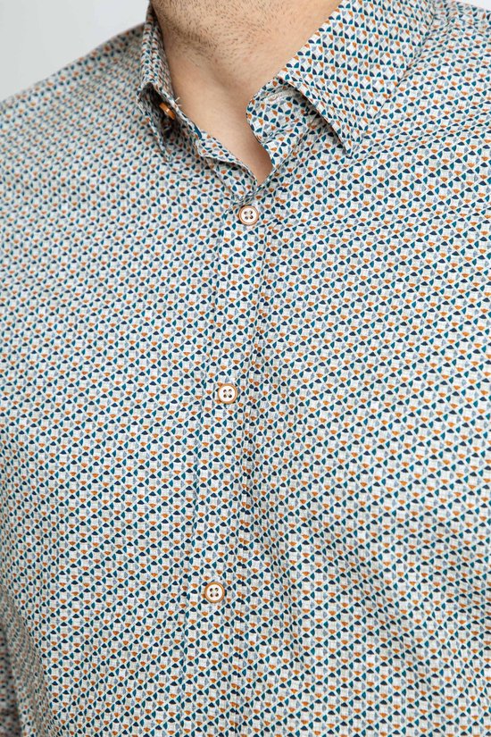 Chemise imprimée Blauw - Taille L - Homme - Chemises décontractées