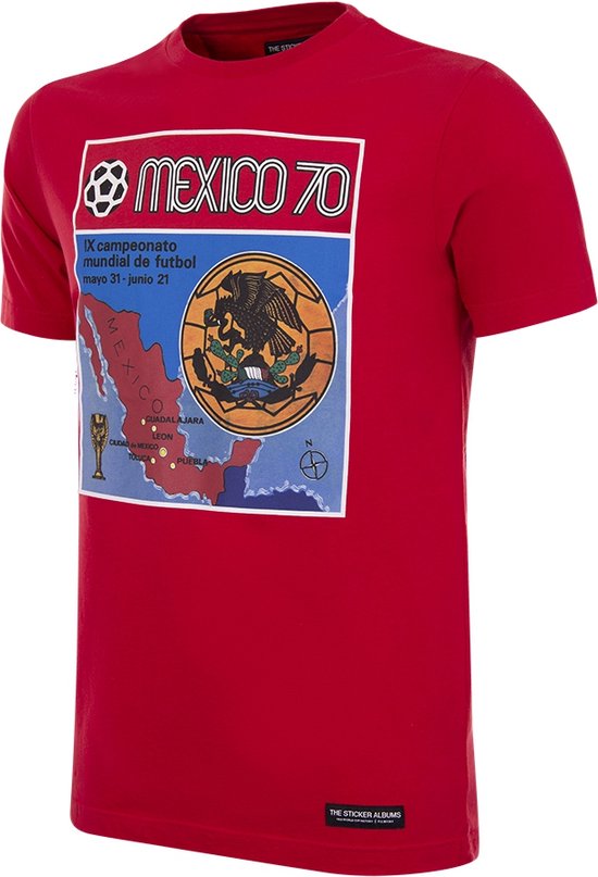 Foto: Copa panini fifa mexico 1970 world cup t shirt mannen rood xl
