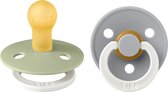 BiBS - Colour Pacifier Glow in the Dark - Stage 1 Fopspeen - 0+ maanden - 2 stuks - Sage Glow / Cloud Glow