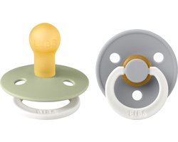 BiBS - Colour Pacifier Glow in the Dark - Stage 1 Fopspeen - 0+ maanden - 2 stuks - Sage Glow / Cloud Glow