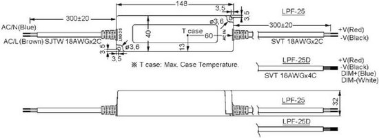 Mean Well LPF-25-24 Driver LED, Transformateur LED Tension Constante, Courant Constant 25,2 W 1,05 A 13,2 - 24 V
