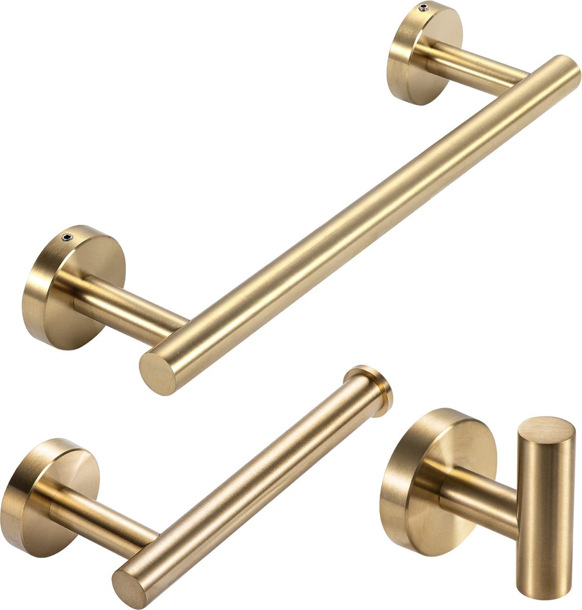 La'Moussawi ® Stijlvolle Gouden Badkamer Set met Handdoekhouder en Handdoekhaak voor Luxe Uitstraling