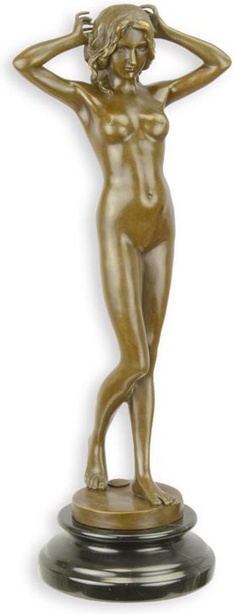 Bronzen beeld - First Shiver - Beeld Naakte dame - Erotisch - 14,7 cm breed