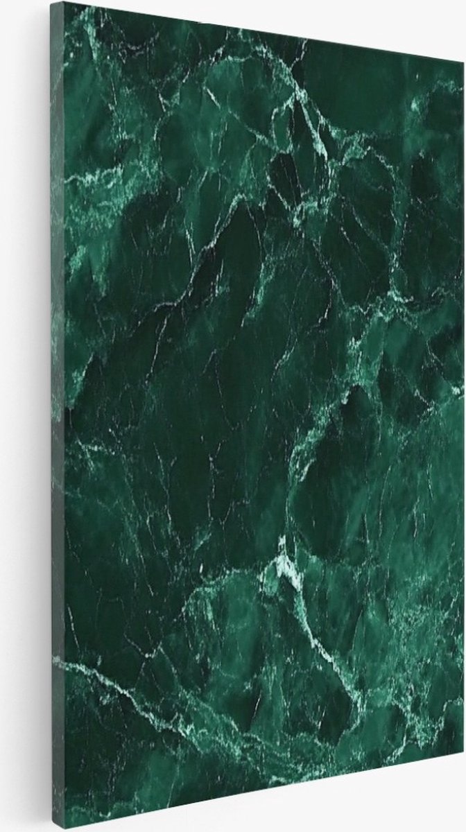 Saammp Canvas Schilderij - Donkergroen marmer - Abstract kunstwerk - 80x120 - Foto op canvas - Wanddecoratie - Muurdecoratie Woonkamer - Slaapkamer decoratie - Canvas Print Multicolor