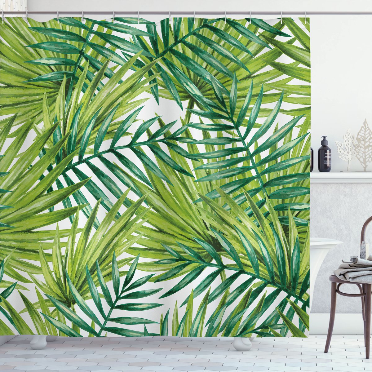 New Bed Plant Kleurrijke illustratie natuurlijk Douchegordijn Badkamer Decor Set met Haakjes, 180 cm B 200 cm L