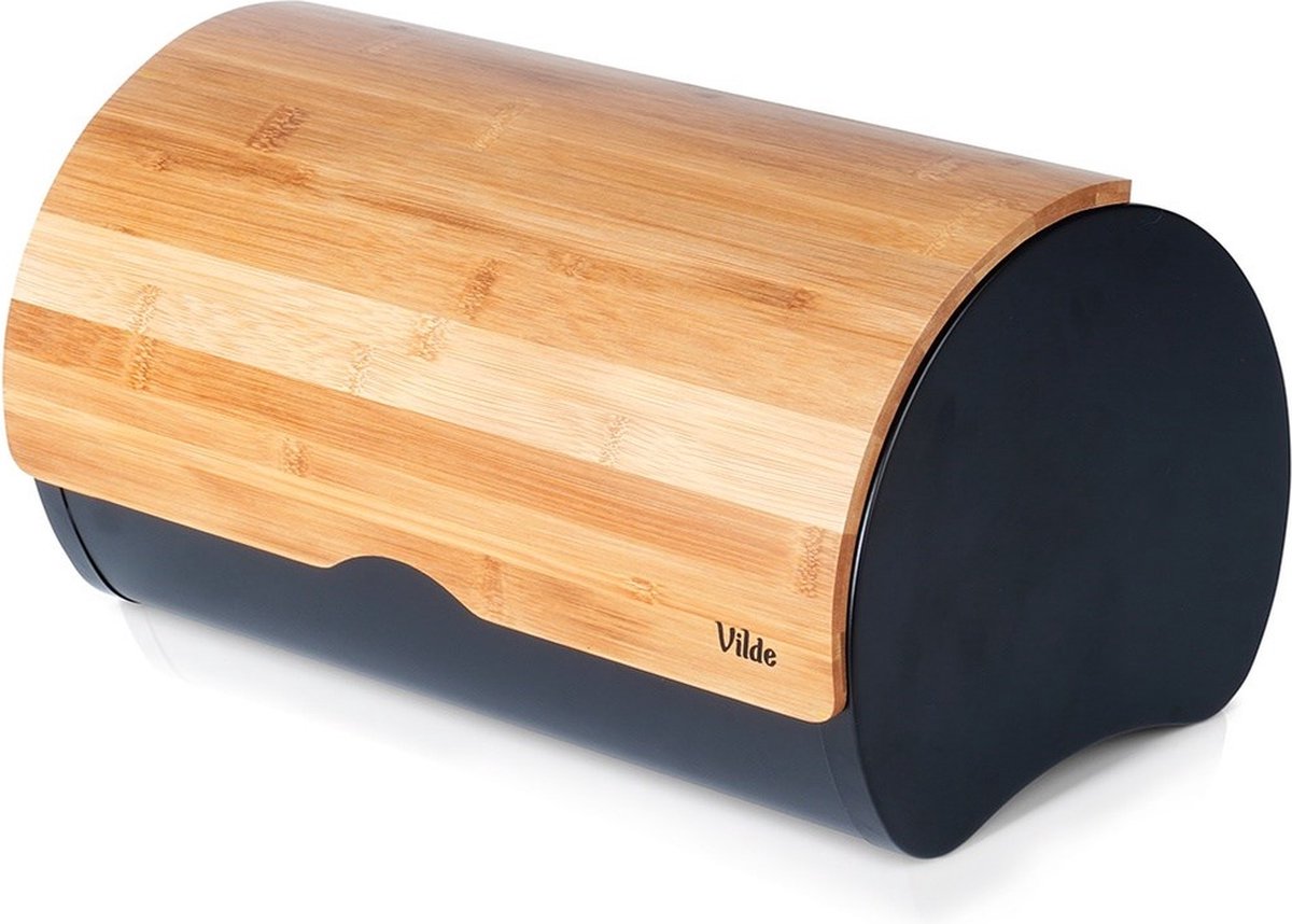 Broodtrommel Edelstaal Houten Zwart 38x24x20 cm - Doos - Box