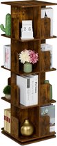 Draaiende boekenkast - 4 etages - 125,5x39x39 cm - industrieel