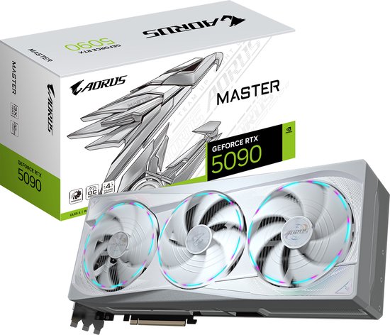 GIGABYTE AORUS GeForce RTX 5090 MASTER ICE 32G - Videokaart - 32GB GDDR7 - PCIe 5.0 - 1x HDMI - 3x DisplayPort