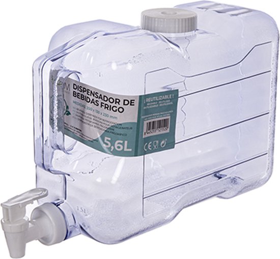 CM Distributeur de Boisson/ eau / limonade avec robinet - 5,6 litres - plastique - 35 x 21 x 12 cm - distributeur de boissons pour koelkast