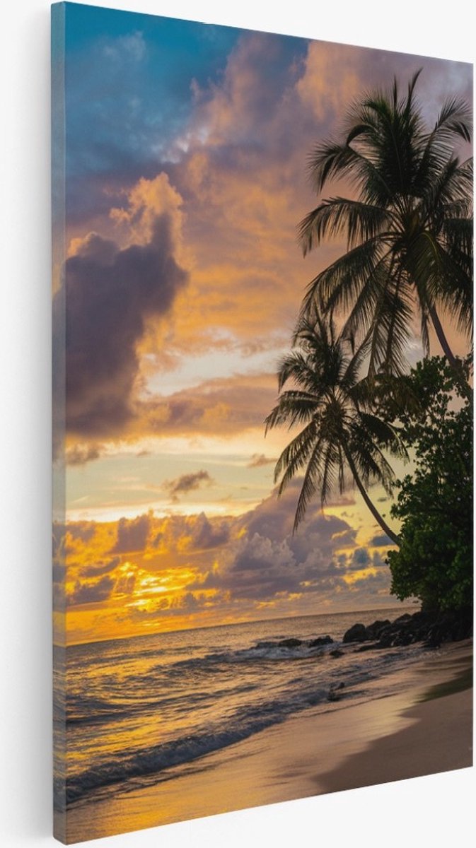 Saammp Canvas Schilderij - Strand - Zee - Tropisch - 30x40 - Foto op canvas - Wanddecoratie - muurdecoratie Woonkamer - Slaapkamer decoratie - Canvas Print Multicolor