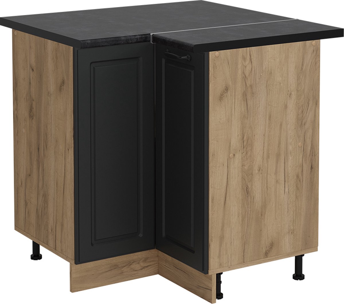 Vicco R-Line Hoekkast – 75.6 cm, WB Antraciet Antraciet landhuis Antraciet landelijk/Goudkleurig Eiken