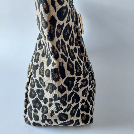 SAC À MAIN SHOPPER - IMPRIMÉ PANTHÈRE - Cuir PU (vegan) - finition noire - fermeture zippée - spacieux