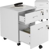 tectake® Ladeblok - Ladenkastje - Met 2 afsluitbare lades, vergrendelbare wielen - Rolkast - Organizer - Perfect voor een georganiseerde werkplek - Kantoor, studeerkamer , thuiswerkplek - Wit