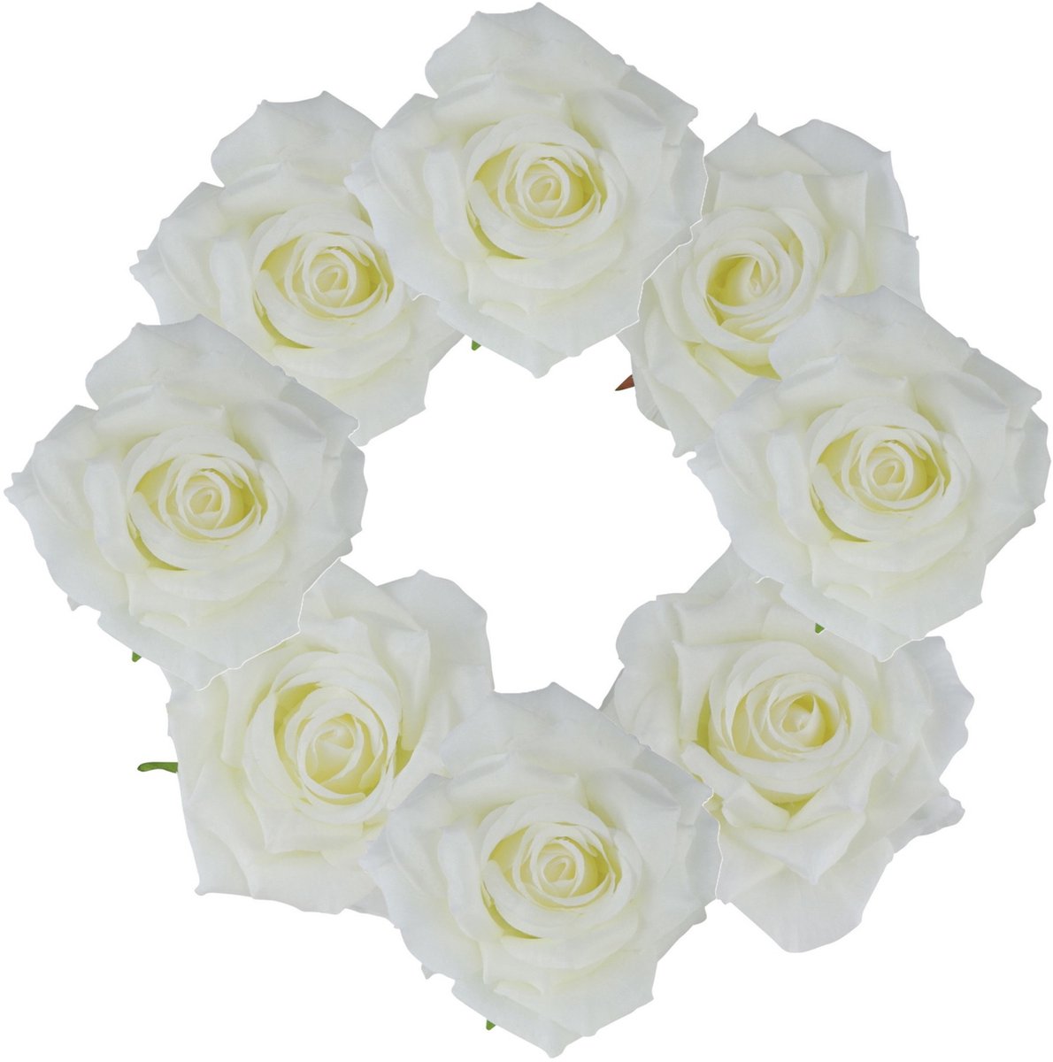 Chaks Decoratie rozen set - 6x - kunststof - wit - 9,5 x 5,5 cm - bruiloft decoratie - kunstbloemen