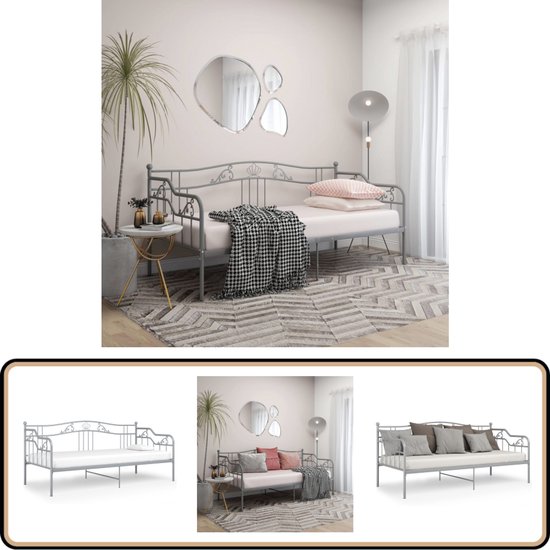 vidaXL Slaapbankframe uittrekbaar metaal wit 90x200 cm