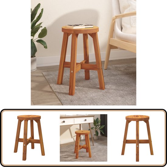 VidaXL Schuifstoel Met Kruk - Massief Rubberwood - Crèmewit - 70 X 72 X 107 Cm Schommelstoel