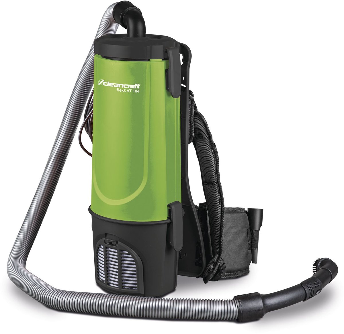Industriële rugstofzuiger comfortabel praktisch 4 liter kunststof tank 0,7 kW 230V Cleancraft FLEXCAT 104