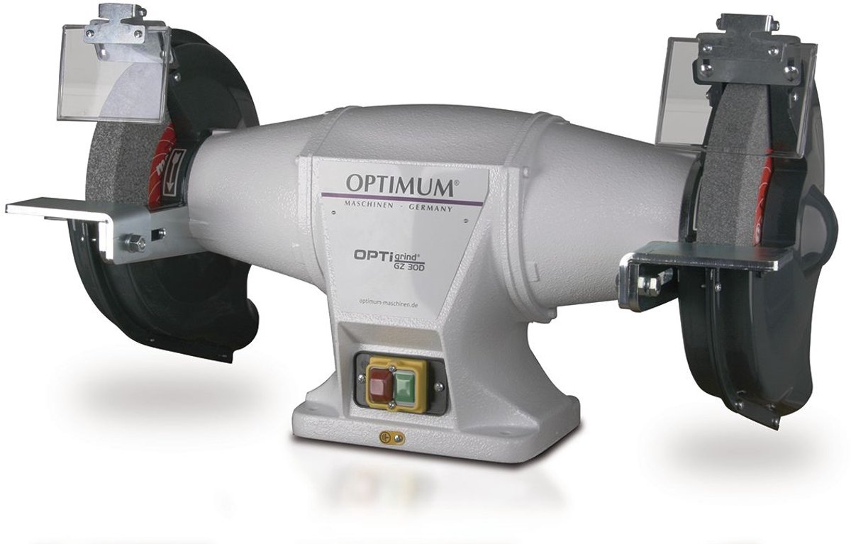 Industriële dubbele slijpmachine dia. 300 mm 1400 tpm 1800 W 400V 10 jaar Optimum garantie Optigrind GZ30D