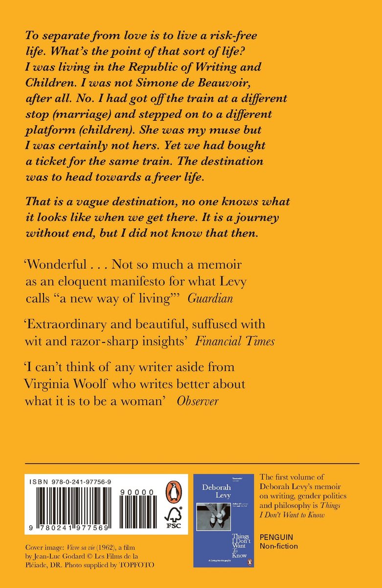 Achterkant van het boek 'The Cost of Living' van Deborah Levy, met tekst en ISBN.