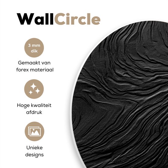 WallCircle® Cercle mural 30x30 cm - Cercle mural Zwart - Abstrait - Bois - Décoration murale salon - Décoration murale chambre - Accessoires de décoration de chambre - Tableaux ronds
