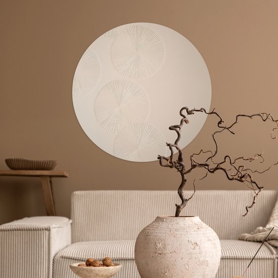 WallCircle® - Cercle de papier peint 50x50 cm - Stickers muraux Japandi - Beige - Moderne - Cercle mural salon - Cercle mural chambre - Décoration de chambre autocollante - Accessoires de Décoration murale