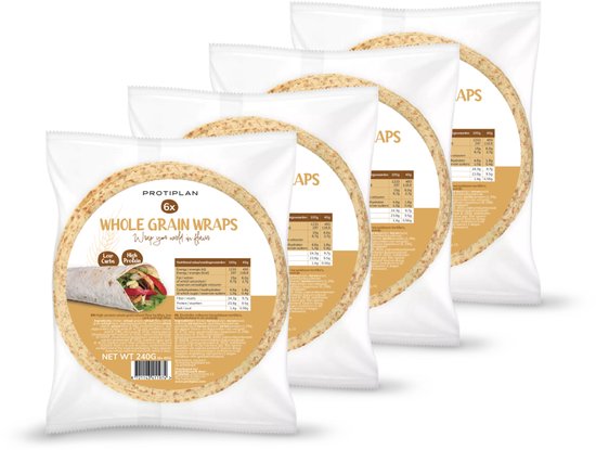 Protiplan - Volkoren Tortilla Wraps - 24 stuks - 24 x 40 g - Koolhydraatarm diner/lunch