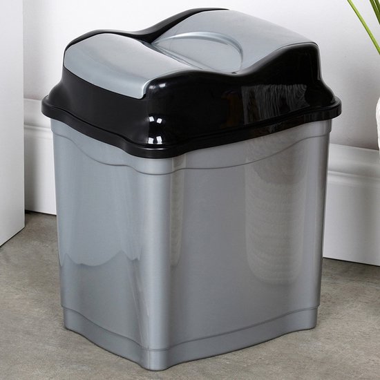 Prullenbak Plastic Grijs 5 l - Afvalmand - Afvalemmer