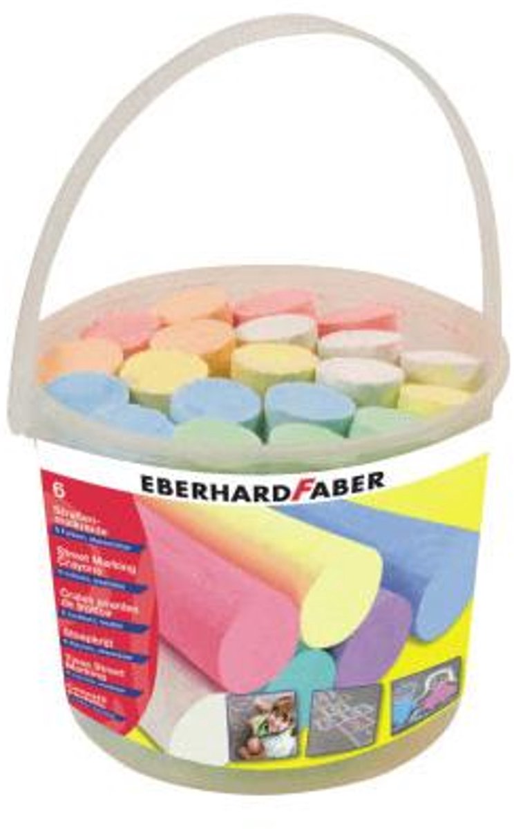 Eberhard Faber stoepkrijt - 20 stuks - in emmer - assorti - EF-526512 — afbeelding 3