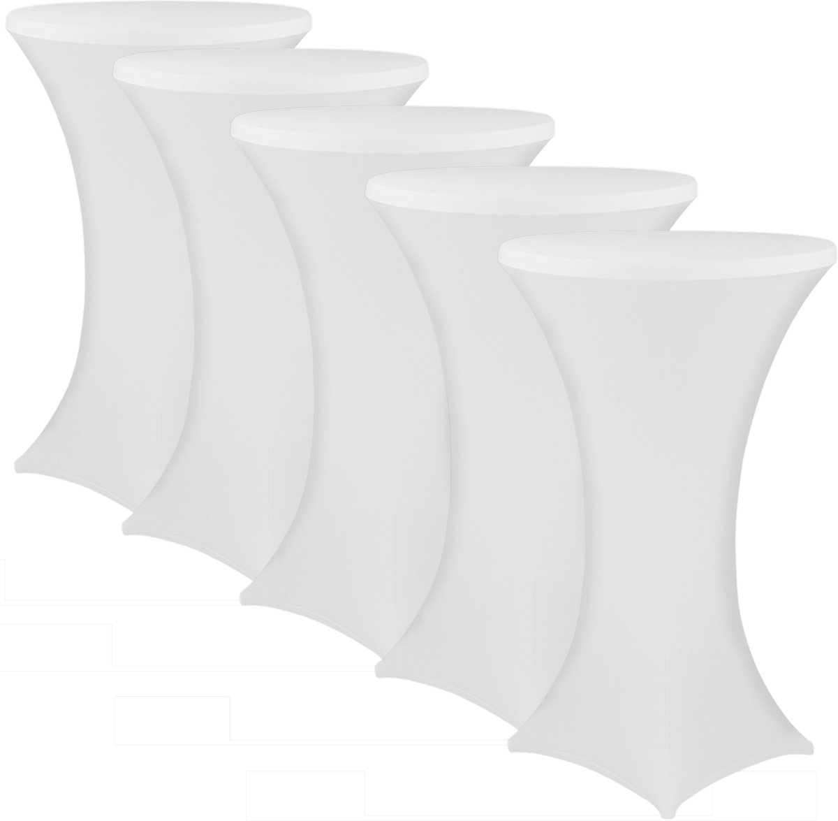 NYVI Sta-tafelhoes NYVIGala Wit Ø 80-85 cm - Set van 5 - Elastische premium stretchhoezen voor standaard bistro- & statafels - Rekbare tafelbekleding