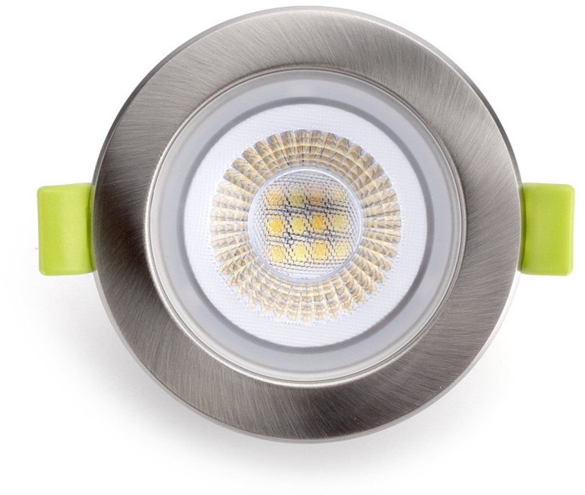 Integral LED inbouwspot Satijn Nikkel 5W 600lm 38º Instelbare Lichtkleur | zaagmaat 6.5cm | Dimbaar | IP65 | Geen fitting | Warm Wit-Koel Wit-Daglicht | 5 watt | 25.000 Branduren
