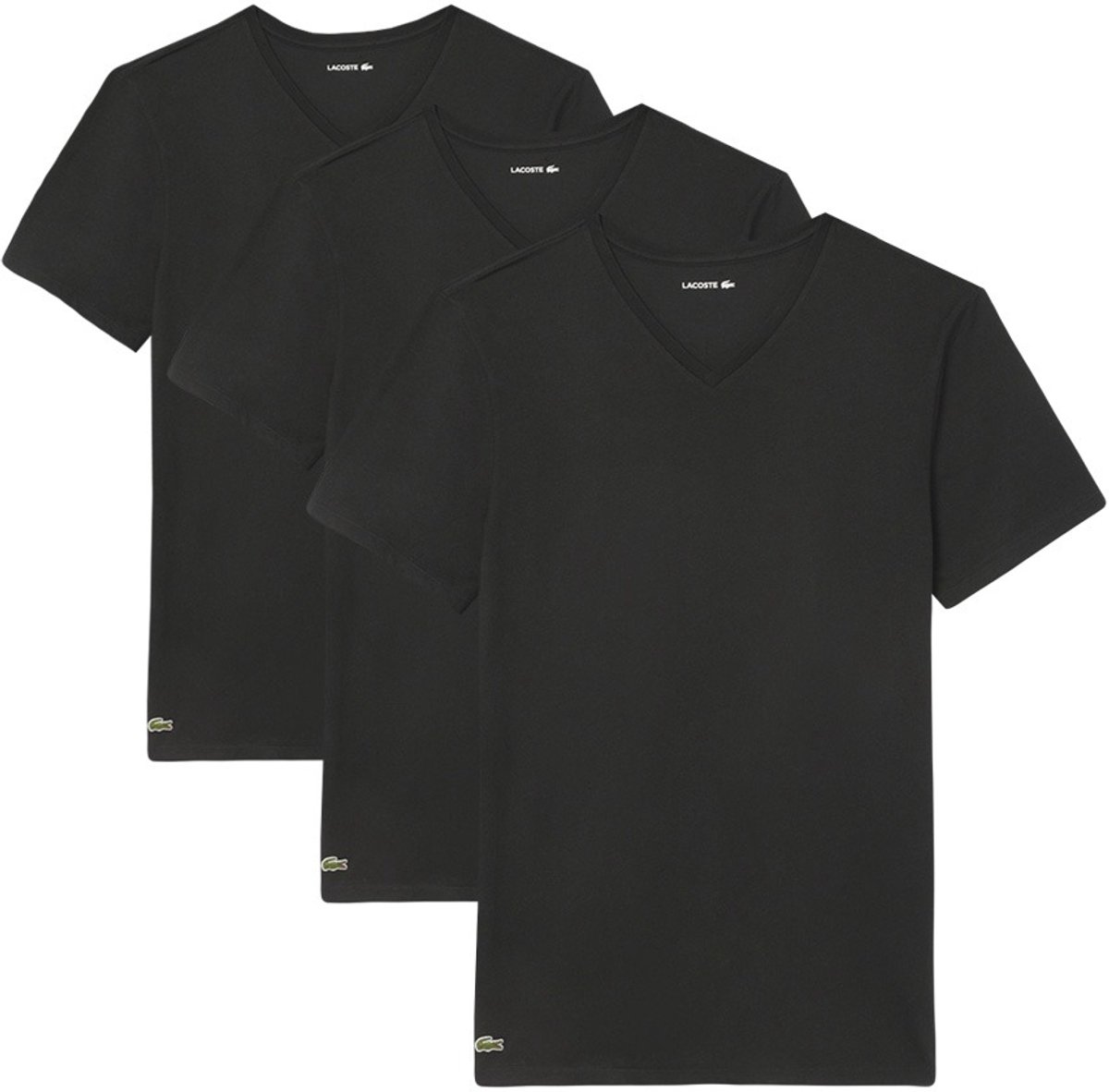 Lacoste heren 3P V-hals shirts basic zwart