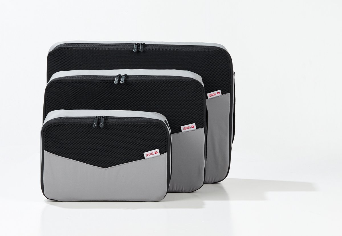 Travelsentry - Packing Cubes Set of 3 - Reizen - Accessoire - Grijs - Rpet- 28 * 18 * 8 cm - Voorkomt Onnodig Plastic Gebruik - Compact - Koffer Organizer set