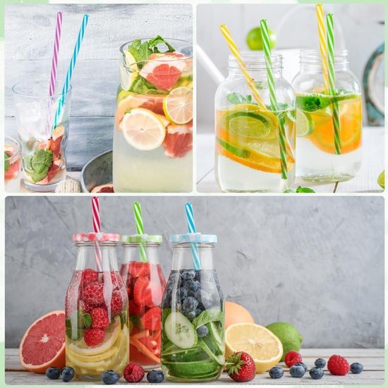 DAKOUFISH 22,9 cm heldere herbruikbare plastic vervangende drinkrietjes voor 16 oz & 20 oz Mason Jar Tumbler, set van 12 stuks rietjes met reinigingsborstel (22,9 cm, helder