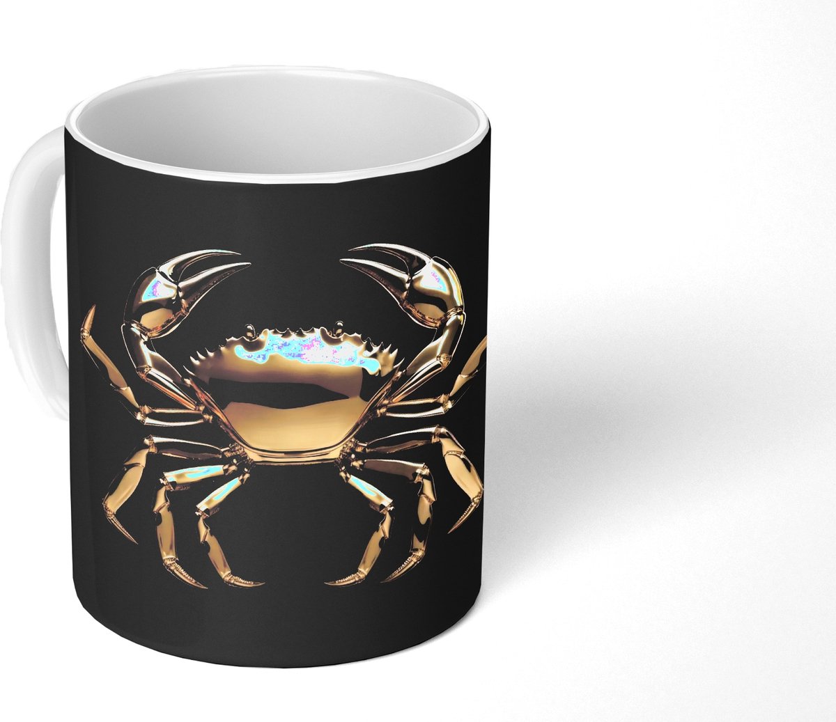 Mok - Koffiemok - Goud - Krab - Dieren - Zwart - Mokken - 350 ML - Beker - Koffiemokken - Theemok