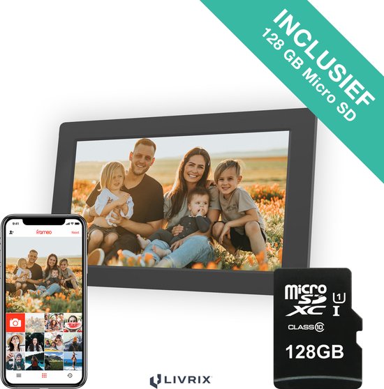 LIVRIX Digitale Fotolijst met WIFI en Frameo App