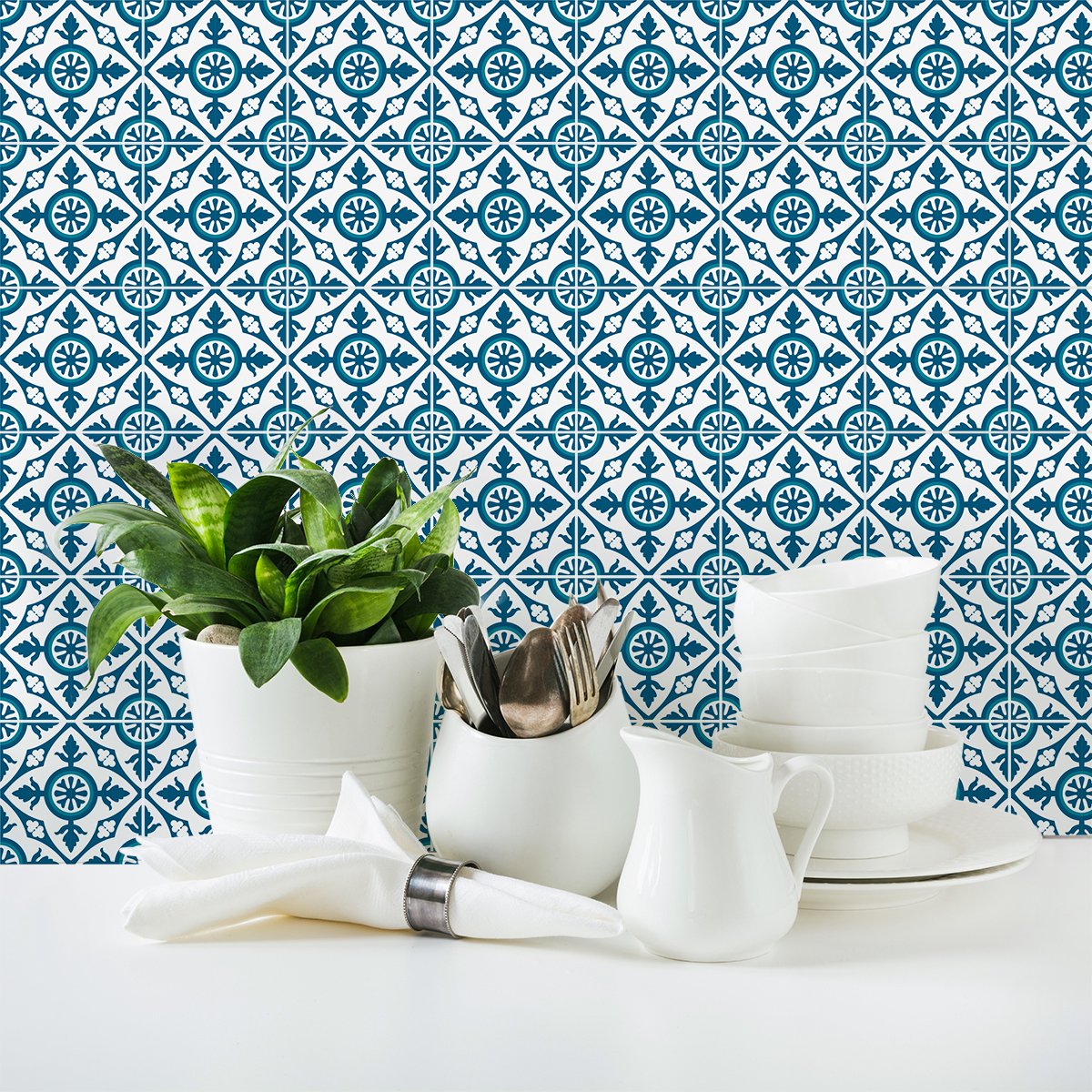Ambiance Sticker Zelfklevende tegelmuurstickers voor keuken en badkamer - 9 Gretella tegelstickers - 9 stickers 10x10cm Multi color