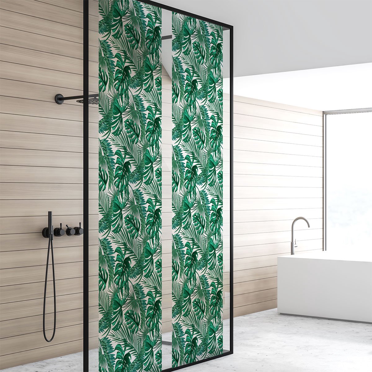 Privacy raamfolie - palmbladeren - stickers voor ramen en douchedeuren - 40x200cm
