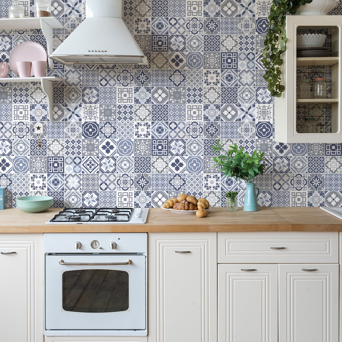 Ambiance Sticker Muurstickers - Zelfklevende tegelmuurstickers voor keuken en badkamer - 60 TALISIA tegelstickers - 60 stickers 10x10cm Multi color
