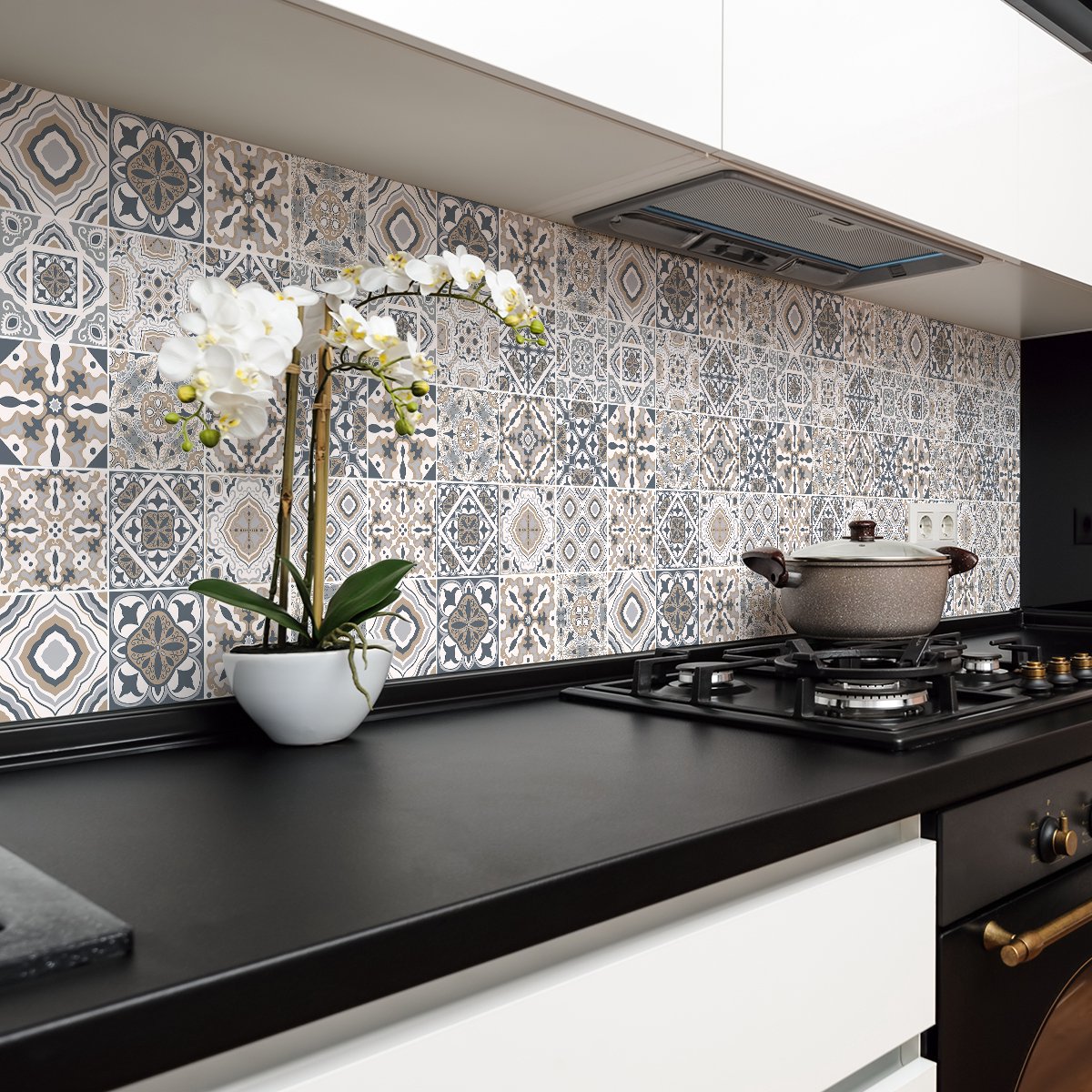Ambiance Sticker Zelfklevende tegelmuurstickers voor keuken en badkamer - 24 Giacomo Azulejos cementtegelstickers - 24 stickers, 15x15cm Multi color