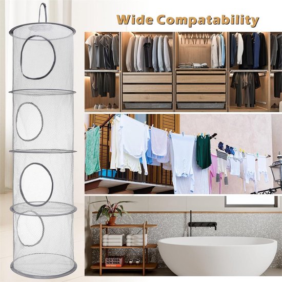Organisateur Suspendu 5 Poches Maille Grise – Rangement Porte Chambre, Salle De Bain, Jouets & Accessoires