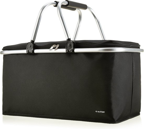 Outtec® Panier de Pique-nique avec Compartiment Isotherme - Sac de Pique-nique Pliable - Sac Isotherme - Panier Isolé - 29 Litres - 47 x 27 x 22 cm