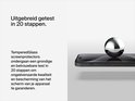 Tekst en afbeelding: Uitgebreid getest in 20 stappen, met een zilveren bol op een telefoon.