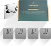 Liyenz handdoekhaakjes zelfklevend 4 stuks zilver - zelfklevende handdoekhaakjes - theedoek haakje - hanger - handdoek haak - badkamer haken zonder boren