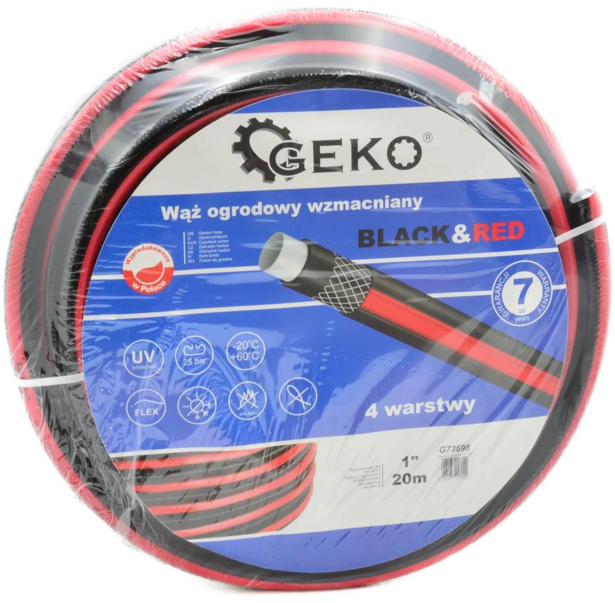 GEKO Tuinslang - Sterk - Zwart/Rood - 30 meter - 1 inch